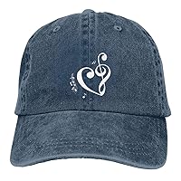 Creative Music Symbols Cowboy Baseball Cap, Adjustable Vintage Washed Baseball Cap for Men and Women Dad Hat