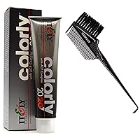 Colorly 2020 Italy Permanent Hair Color Dye Haircolor (w/ Sleek 3-in-1 Brush Comb) Itely Italian Beauty, 100% Grey Coverage (4NI - Intense Medium Brown - 2.02 ozz)