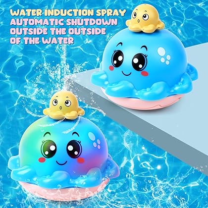 Baby Bath Toys,Octopus Swimming Pool Toy,Four Water Spray Patterns,Baby Light Up Bath Tub Toys,Waterproof Design Fun Bath Toys,Smooth Body Safety,Baby Toys for Kids