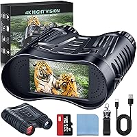 4K Night Vision Goggles, Infrared Night Vision Binoculars for Adults, 3.2'' Large Screen, 8X Digital Zoom, 32GB Card to Save Photos and Videos for Camping Hunting & Security