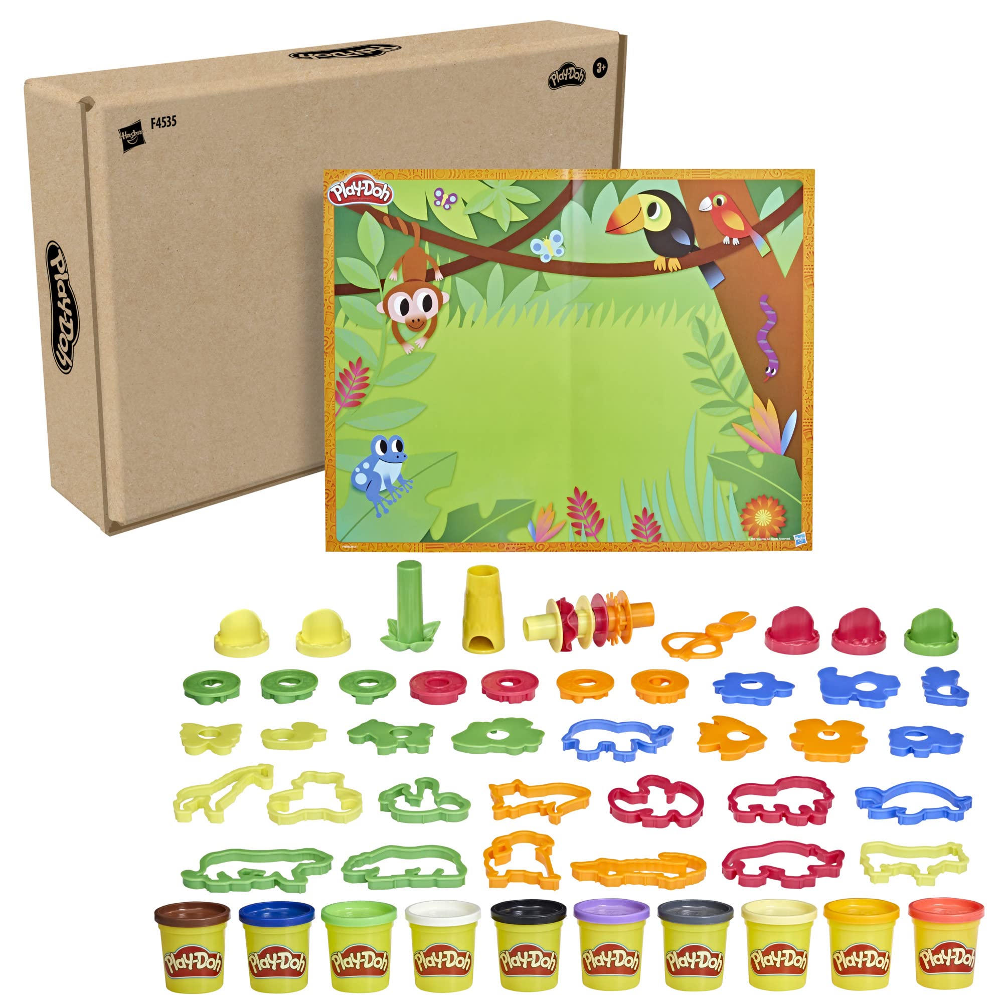 Play-Doh Animal Adventure Set, Arts and Crafts Toys for 3 Year Old Girls & Boys, 45 Tools, 10 Cans (Amazon Exclusive)