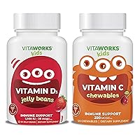 Kids Vitamin D3 1000 IU Jelly Beans + Vitamin C 250mg Chewables Bundle