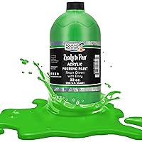 Pouring Masters Neon Green with Envy Acrylic Ready to Pour Pouring Paint - Premium 32-Ounce Pre-Mixed Water-Based - for Canvas, Wood, Paper, Crafts, Tile, Rocks and More
