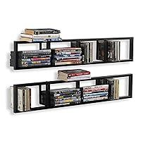 You Have Space Wall Mount 34 Inch Media Storage Rack CD DVD Organizer Metal Floating Shelf Set of 2 Black