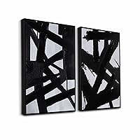 Zessonic Black And White Abstract Wall Art - Black Painting Stroke Graffiti Artwork for Living Room, Bedroom, Office Decor,16