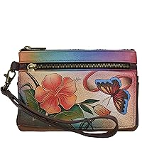 Anna by Anuschka Hand Painted Women’s Leather Wristlet Organizer Wallet, Antique Hibiscus