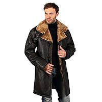 Infinity Men's Brown Long Shearling Ginger Sheepskin Leather Coat With Belt