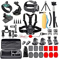 60 in 1 Camera Accessories Kit Compatible with GoPro Hero 12 11 10 9 8 7, GoPro Max, GoPro Fusion, DJI Osmo Action, AKASO, APEMAN, Campark, SJCAM