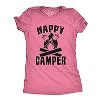 Womens Happy Camper Shirt Funny Camping Hiking Cool Vintage Graphic Tees Retro