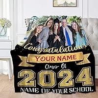 2024 Graduate Blankets Best Gifts for Son Brother Friends On Couch Bed Sofa All Season Use,Personalized Premium Flannel Throw Blankets for Girls.50''x 60''