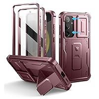 Dexnor for Samsung Galaxy S24 Plus Case with Built-in Slide Camera Cover & Screen Protector & Kickstand, Shockproof Rugged Case Full-Body Bumper Protective Cover for Galaxy S24 Plus (2024),Maroon Red