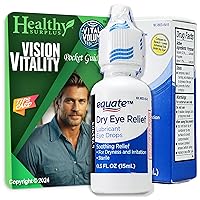 Equate Dry Eye Relief Lubricant Eye Drops .5 FL OZ and Vital Volumes Vision Vitality Tips Card (Bundle)