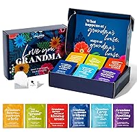 Thoughtfully Gourmet, Love You Grandma Tea Gift Set, Tea Sampler Includes 6 Flavors of Tea with Inspirational Quotes, Great Grandma Gifts, Set of 90