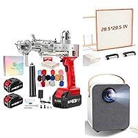 Cordless-Rug-Tufting-Gun-Kit, Tufting-Gun-Starter-Kit-with 2pcs 4.0Ah Batteries，2 in 1 Tufting Gun, Carpet Gun Kit with Tufting Cloth, a Tracing Projector, a Frame and Yarn Beginners（Baby Red）