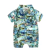 Baby Boys Hawaiian Shirts Romper Toddlers Button Down Short Sleeve Outfits Infant Kid Onesie Summer Beach Clothes