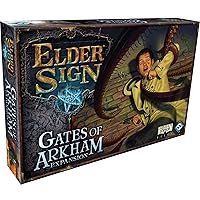 Elder Sign The Gates of Arkham Board Game EXPANSION - Adventures in the Haunted City! Cooperative Horror Mystery Game, Ages 14+, 1-8 Players, 1-2 Hour Playtime, Made by Fantasy Flight Games