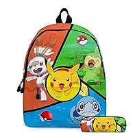 Cartoon Backpack Set 15.7inch Anime 2PCS Backpack for Travel Bag With Pencil Case