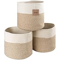 voten Cube Storage Baksets Bins 11x11’’ Fit 12x12’’ Organizer Bookcases Shelving,Stylish&Durable Woven Cotton Basket Containers for Organizing 3-Pack Beige
