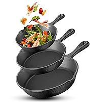 3 Pcs Kitchen Nonstick Frying Pan Set, 6.3/7.9/9.8 Inch Cast Iron Frying Pots and Pans, Prevents Sticking, Dishwasher Safe, Multifunctional Egg Pan With Long Handle for All Types of Stove