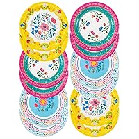 Talking Tables Colorful Floral Paper Plates Disposable Tableware, Great For Afternoon Tea Party Table Decorations| Festival, Picnic, Kids Encanto Themed Birthday Party 9”, Pink Blue Yellow, Pack of 12