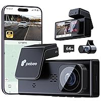 P2 Trio 3 Channel 4K WiFi Dash Cam, 4K+1080P+1080P Front and Rear Inside Triple Car Camera, Free 64GB Card, 5G Wi-Fi Dual DashCam, IR Night Vision, Voice Control, GPS, 24H Parking Mode