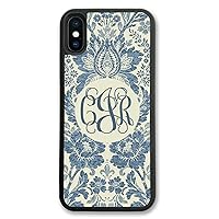 iPhone Xs Max, Phone Case Compatible with iPhone Xs Max [6.5 inch] Boho Indigo Blue Hipster Monogrammed Personalized IPXSM