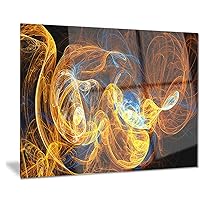 Designart Fractal Smoke Texture Orange-Abstract Digital Art Metal Wall Art-MT8059-28x12, 12 in x 28 in x 1 in (H x W x D) 1 P