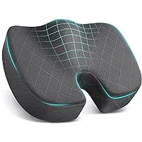Seat Cushion - Memory Foam Cushion for Office Chair, Car Seat, Airplane, Bleacher - Sciatica & Hip & Coccyx Pain Relief Desk Chair Cushion for Long Sitting Office Workers, Car Drivers