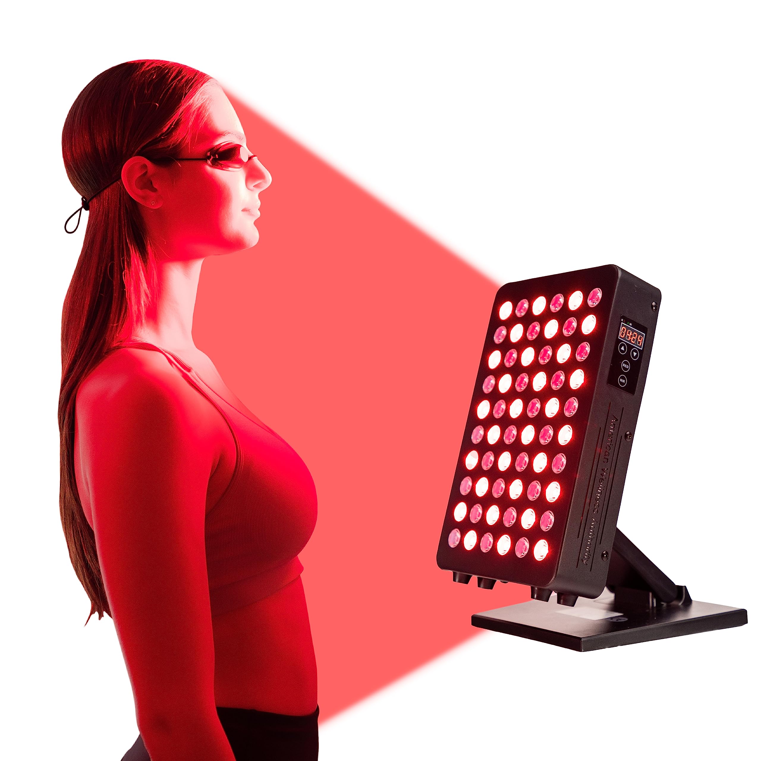 American Wellness Authority FX500 Red Light Therapy for Face, Device with Stand, Includes Remote Control, Timer & Infrared Light Therapy for Body, Made in FDA Registered Facility
