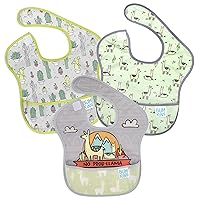 Bumkins Bibs for Girl or Boy, SuperBib Baby and Toddler for 6-24 Months, Essential Must Have for Eating, Feeding, Baby Led Weaning Supplies, Mess Saving Catch Food, 3-pk No Prob-Llama, Cactus, Llamas
