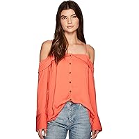 Free People Womens Button Down Peasant Blouse