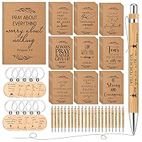 Christian Gifts Include Bible Verse Notebooks Inspirational Bamboo Pens Wooden Keychains Bulk Appreciation Gifts for Men Women Church Religious Party Favors(20 Sets)