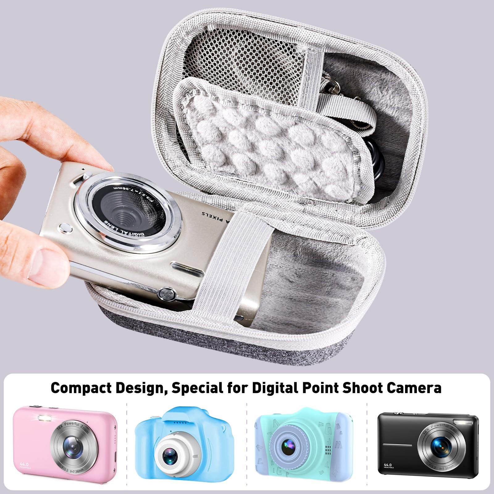 Digital Point and Shoot Camera, Compact Digital Camera with 2.88' IPS Screen 48MP 4K for Photo and Video, Beginner Camera for Teens with Protective Case for Digital Camera
