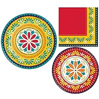 Pottery Themed Party Supplies for 8 People | Bundle Includes Paper Plates & Napkins | Southwestern Style Fiesta Pottery Design