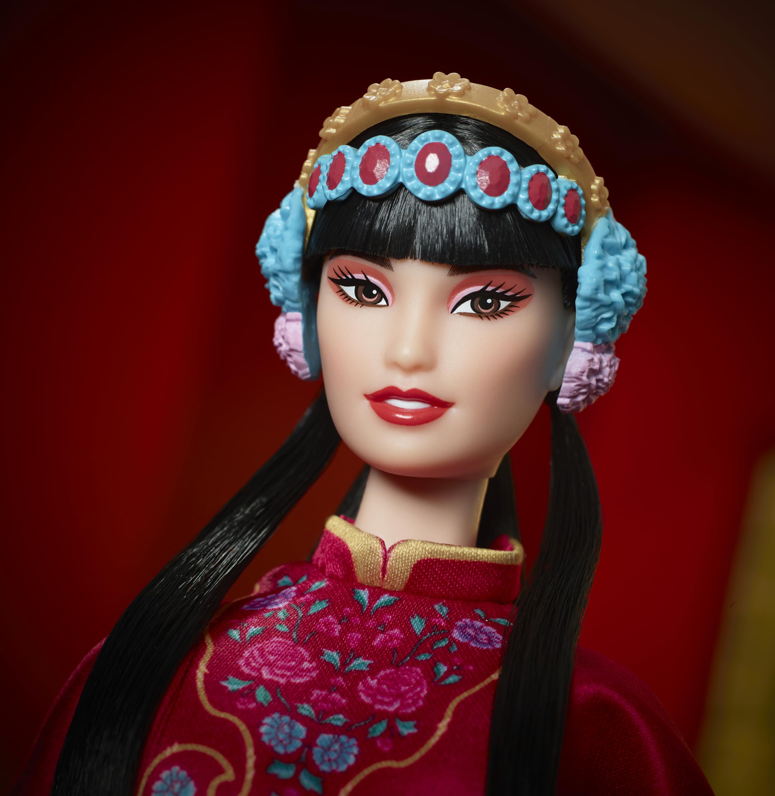 Barbie Signature Lunar New Year Doll, Collectible in Red Floral Robe with Traditional Accessories Inspired by the Peking Opera