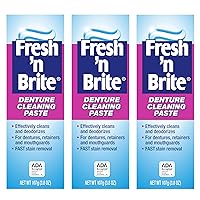 Denture Cleaning Paste For Dentures, Removable Partial Dentures, Retainers, Mouthguards, Nightguards, Fast Stain Removal, pack of 3, 3.8 oz Tubes
