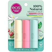 100% Natural & Organic Lip Balm Trio- Vanilla Bean, Sweet Mint, & Strawberry Sorbet, Made for Sensitive Skin, Lip Care Products, 0.14 oz, 3-Pack