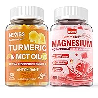 NEVISS Sugar Free Turmeric Cuicumin Supplement with Magnesium Filled Gummeis - Vegan, Ultra Absorption
