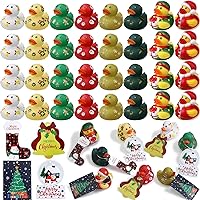 Jerify Christmas Rubber Ducks Bulk 2 Inch Cute Xmas Rubber Duckies with Gift Cards Mini Christmas Rubber Ducks Christmas Party Favors Supplies Birthday Party Gifts(16 Set)