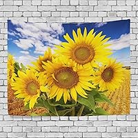 Sunflower Wall Tapestry,Elegant Sun Flower,Dorm Throw Bedroom Living Room Window Doorway Curtain Home Decor,60x40 Inch