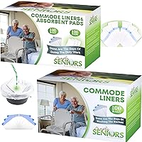 200 Commode Liners & 100 Absorbent Pads - Bedside Commode Liners Disposable - Toilet Liners for Portable Toilet & Porta Potty - Toilet Bags - Bed Pan Liners
