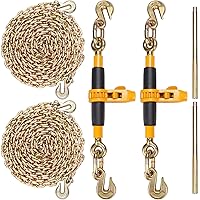 VEVOR Ratchet Chain Binder Set - 7100 lbs Load Limit, 4700 lbs G80 Chain, Anti-Skid Handle, Tie Down for Flatbed Truck & Trailer, 2 Black & Yellow