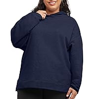Hanes EcoSmart Plus Size Fleece Hoodie, Midweight Sweatshirt for Women, Kanga Pocket, Navy Heather
