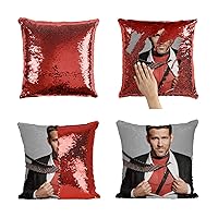 Ryan Reynolds Sexy Pillowcase,Decor Office Decorative,Funny Gift for Kids,Interesting Finds,Magic Mermaid Reversible CushionNO Pillow Insert,Red,NO PILLOW INSERT
