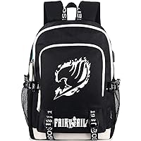 Anime Fairy Tail Backpack Luminous Printed College School Bag Laptop Backpack with USB Charging Port & Headphone Port