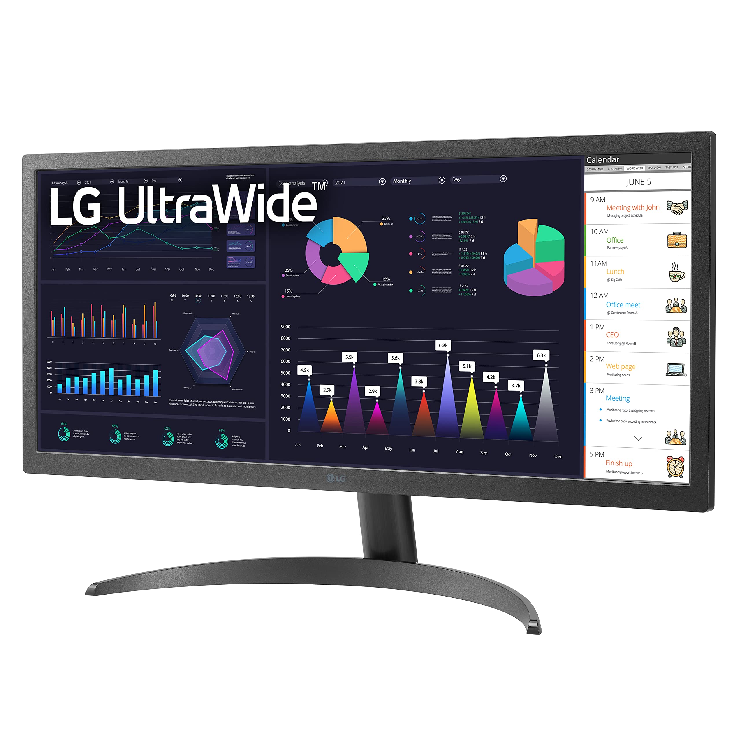 LG UltraWide FHD 26-Inch Computer Monitor 26WQ500-B, IPS with HDR 10 Compatibility and AMD FreeSync, Black