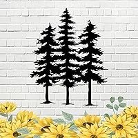 Excmoky Metal Tree Wall Art, Metal Pine Wall Art Hanging, 3 Pine Trees Laser Cut Metal Art Wall Decor for Home Bedroom Office Outdoor Decorations 16