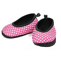 Baby Slippers Ballet Flats, Pink with White Polka Dots, 0-6 Months