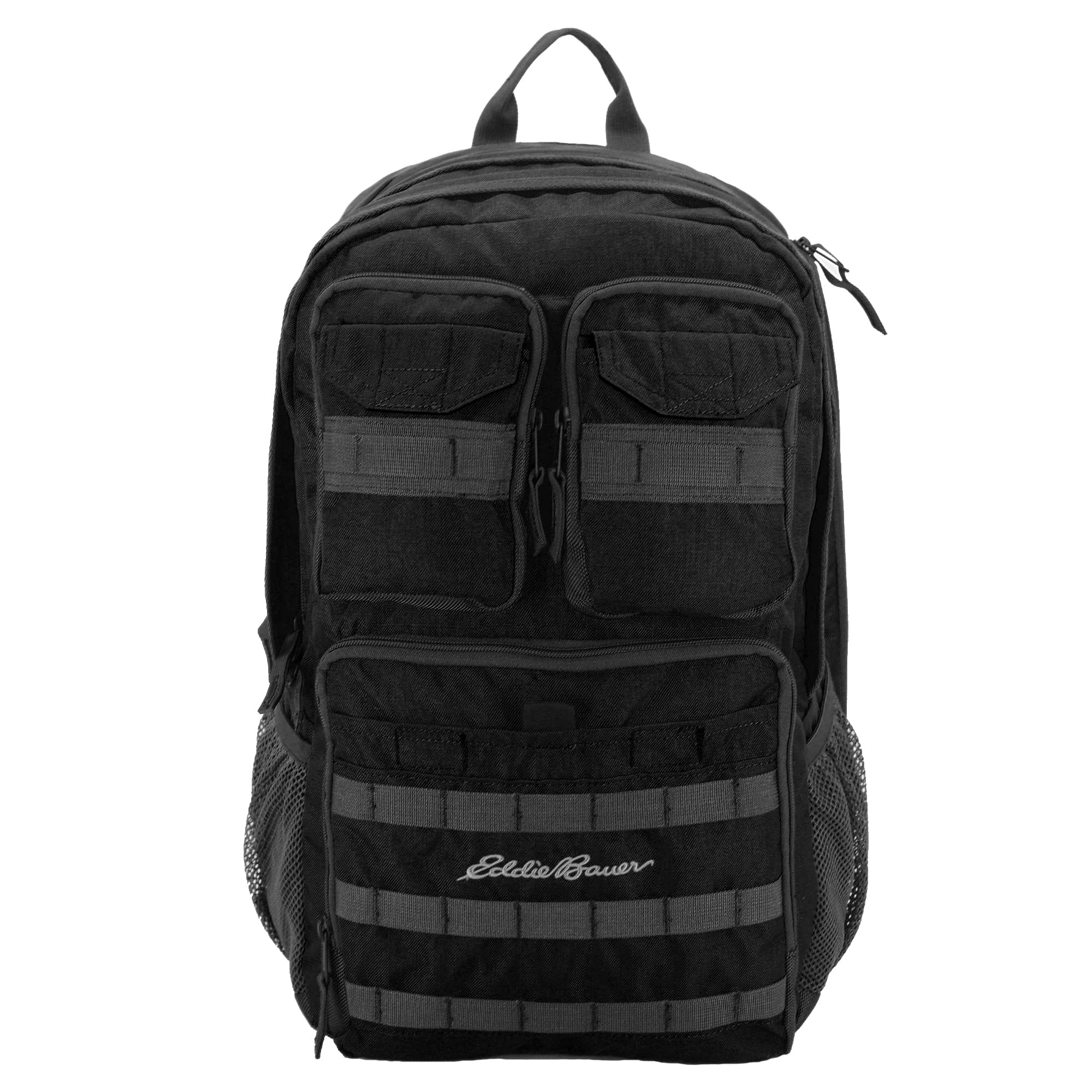 Eddie Bauer Cargo Backpack 30L Access Computer Sleeve and Dual Mesh Side Pockets, Black