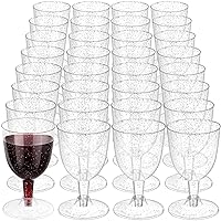 50 Pack Disposable Plastic Wine Glasses 5.7 oz Clear Plastic Wine Glasses for Parties Clear Plastic Goblets Cocktail Cups with Stem for Weddings Birthday Picnics Parties